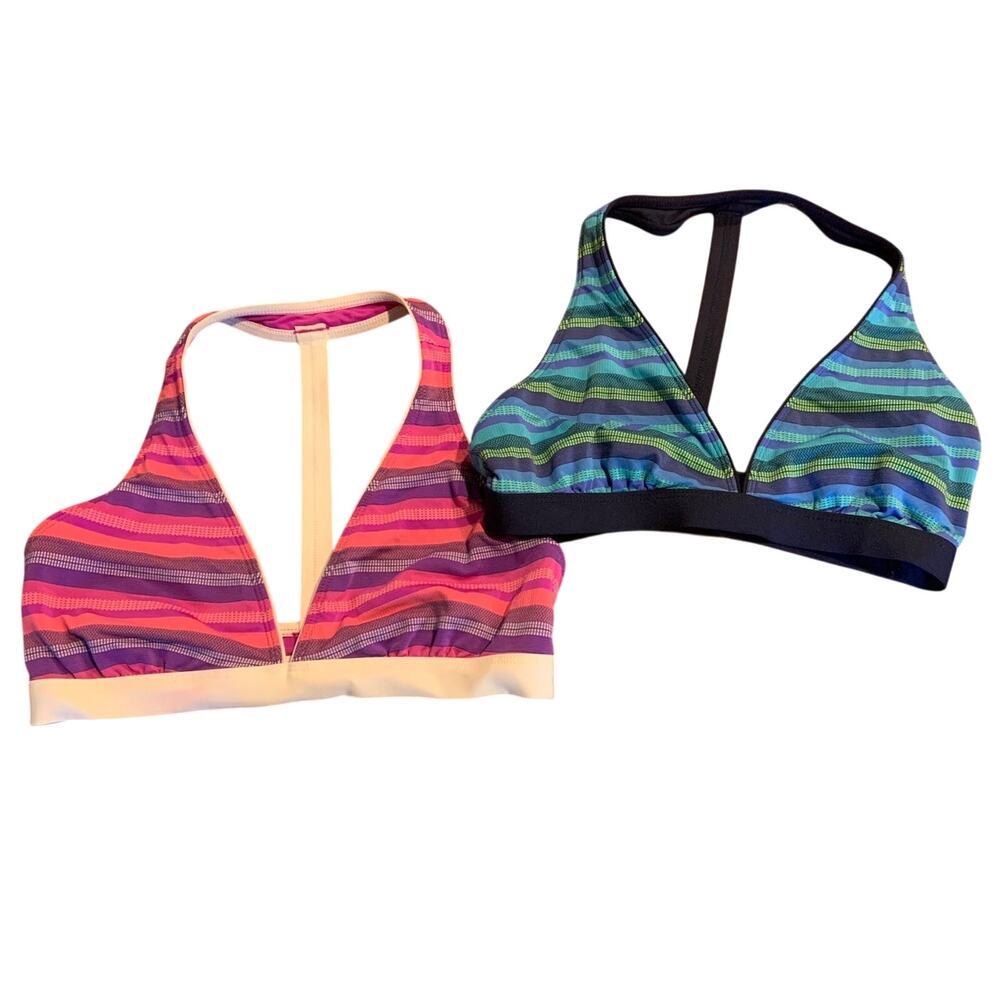 Athleta Women’s Striped T Back Bikini Tops (lot of 2) Size Small